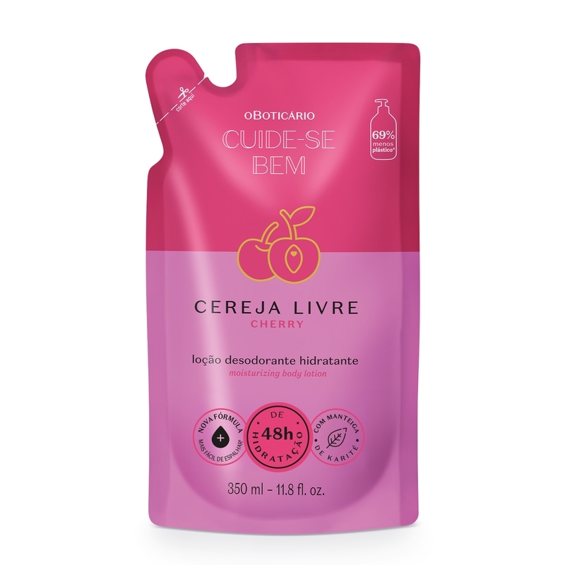 Refil Loção Hidratante Desodorante Corporal Cuide-Se Bem Cereja Livre 350Ml