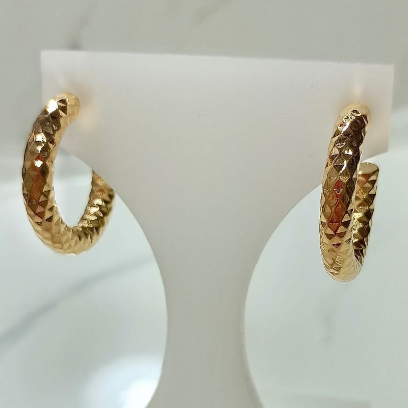 Argola Ouro Diamantada 2,2cm 4mm