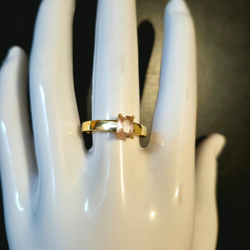 Anel Ouro com Zirconia Retangular Colors