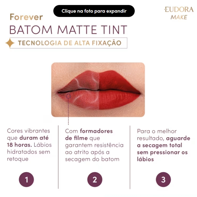 Batom Líquido Bordô Intenso Eudora Make Forever Matte Tint 4ml - foto 3