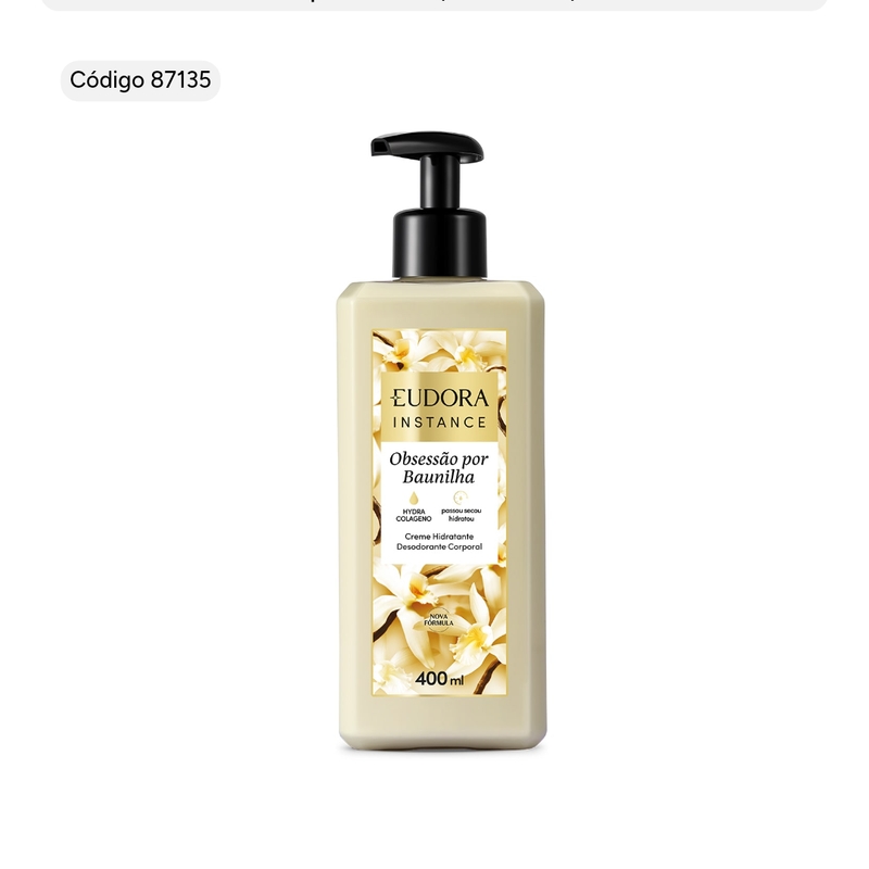 Creme Hidratante Desodorante Corporal Instance Baunilha 400ml