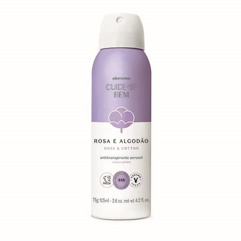 Desodorante Antitranspirante Aerosol Cuide-Se Bem Rosa E Algodão 75G/125Ml