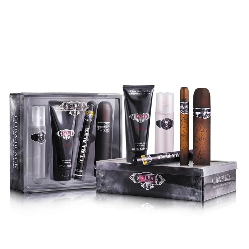 Kit Perfume Cuba Black Men 100ml + 35ml + Pós Barba 200ml + Shower Gel 200ml - Eau de Toilette Masculino