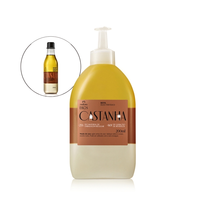 Refil óleo trifásico desodorante corporal castanha - 200 ml