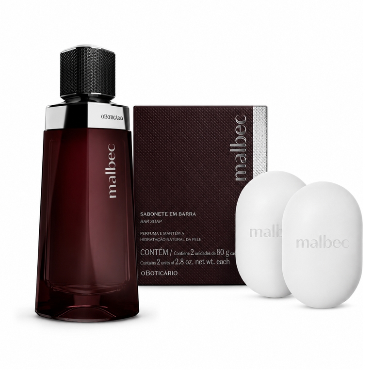 Combo Malbec: Desodorante Colônia 100ml + Sabonete em Barra 2x80g