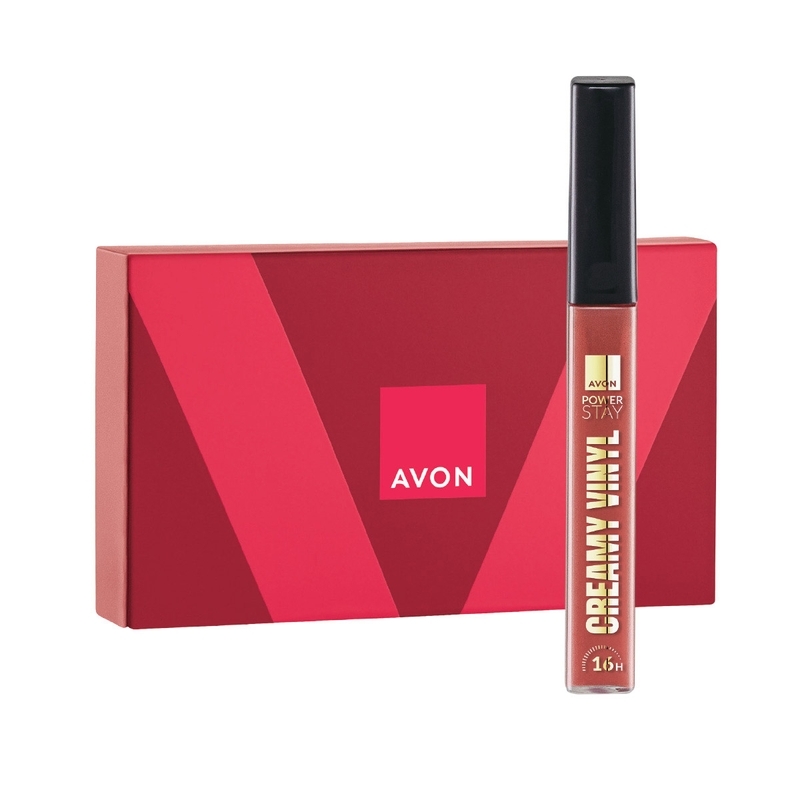 PRESENTE AVON POWER STAY VINYL VERMELHO ROSADO