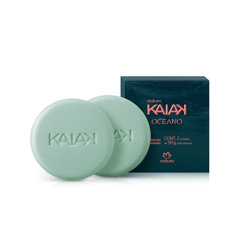Sabonete em barra puro vegetal kaiak oceano feminino - Caixa com 2 unidades de 90 g cada