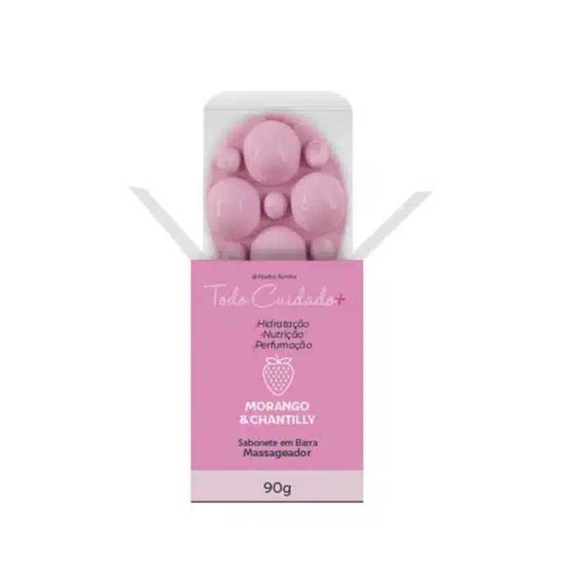 Todo Cuidado Mais Sabonete Massageador Em Barra Cremoso Morango e Chantilly 90g