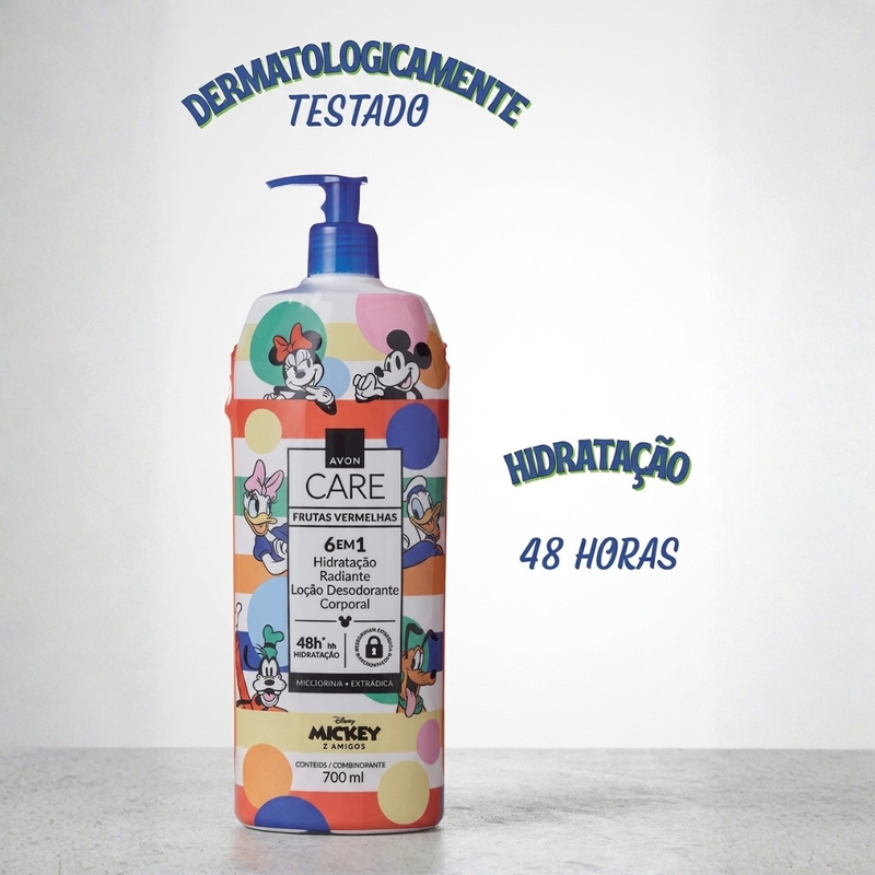 HIDRATANTE CORPORAL AVON CARE FRUTAS VERMELHAS MICKEY FRIENDS 700ml - foto 3