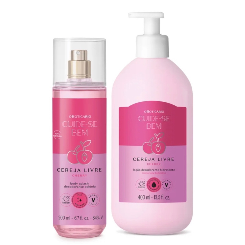 Combo Cuide-se Bem Cereja Livre: Body Splash 200ml + Hidratante 400ml
