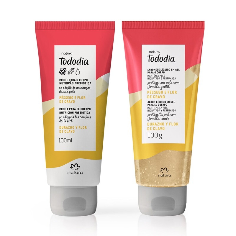 Presente Tododia Creme para o Corpo e Sabonete Líquido Tododia Pêssego e Flor de Cravo