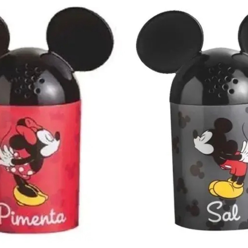 Kit Porta Tempero Mickey e Minnie Mouse - Sal e Pimenta