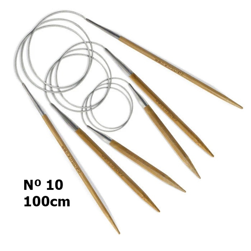 Agulha circular de bambu para tricô Nº 10