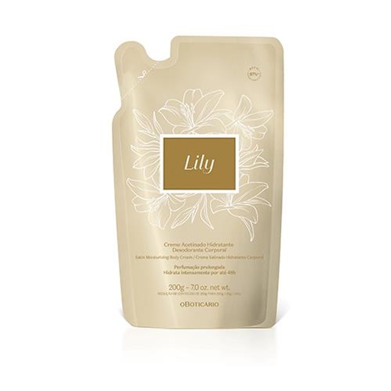 Refil Creme Acetinado Hidratante Desodorante Corporal Lily 200g