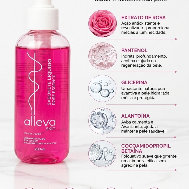 Sabonete Líquido Corpo e Rosto Rose Essence - 200ml - foto 2