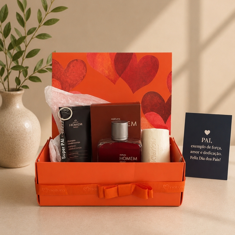 Kit Homem Sagaz (Perfume, Shampoo Cabelo e Corpo, Sabonete e Chaveiro)