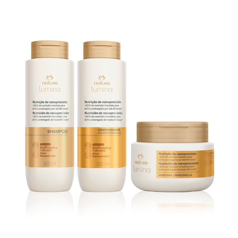 Combo Lumina nutrição de nanoprecisão - 1 Shampoo - 300 ml + 1 Condicionador - 300 ml + 1 Máscara - 250 ml