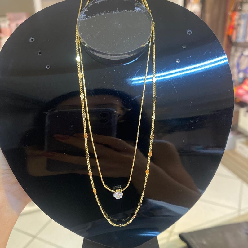 GARGANTILHA DUPLA PEDRA ZIRCONIA
