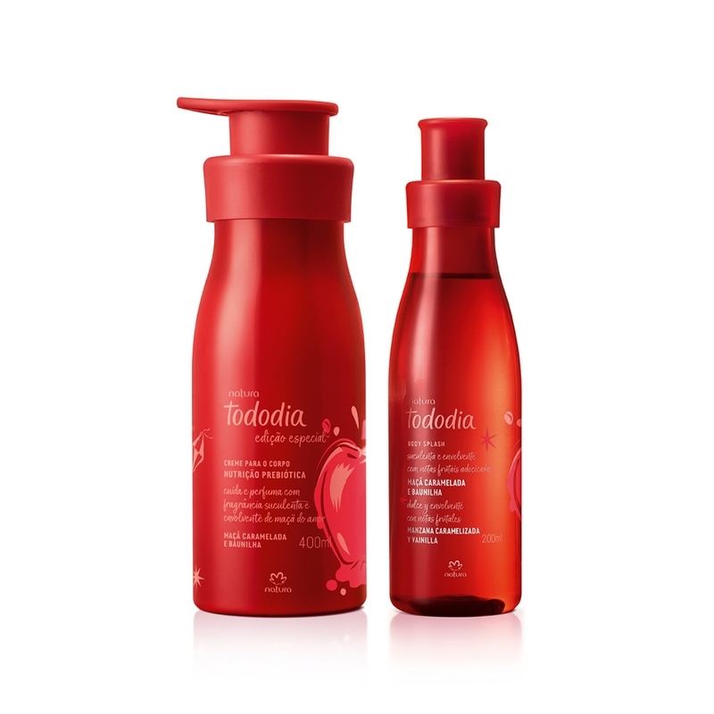 Kit tododia maçã caramelada e baunilha - 1 Creme desodorante nutritivo para o corpo - 400 ml + 1 Body splash desodorante colônia - 200 ml