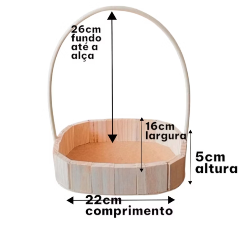 Cesta Oval De Pinus Para Presentes Embalagem Decorativa