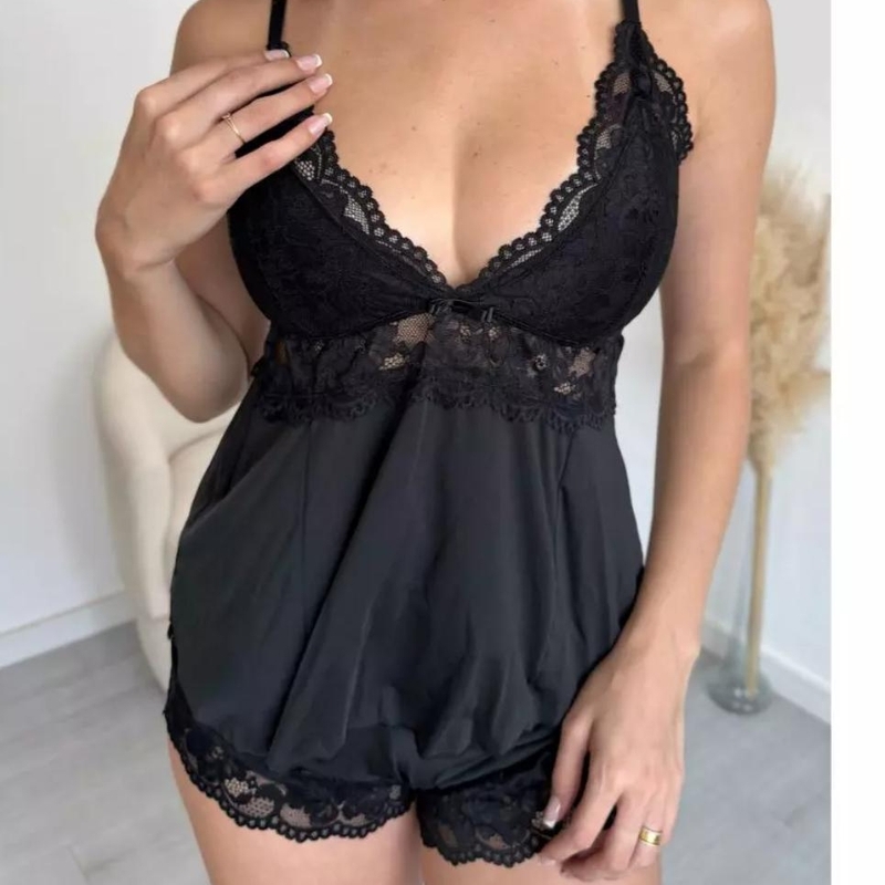 Baby Doll Madalena Preto. Tamanho G