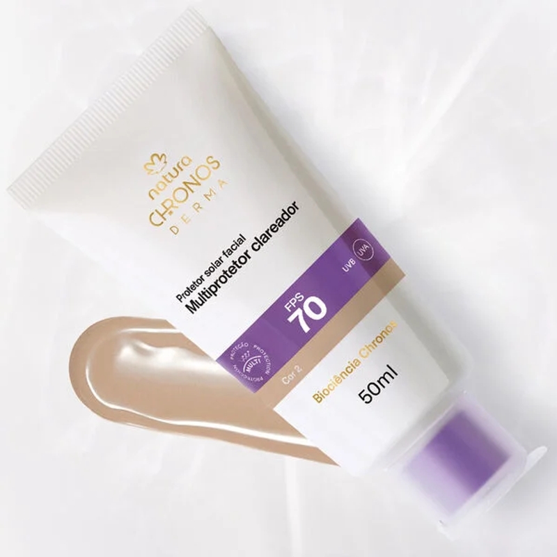 Protetor Solar Facial Multiprotetor Clareador FPS 70 Chronos Derma 50ml - Cor 2 - foto 2