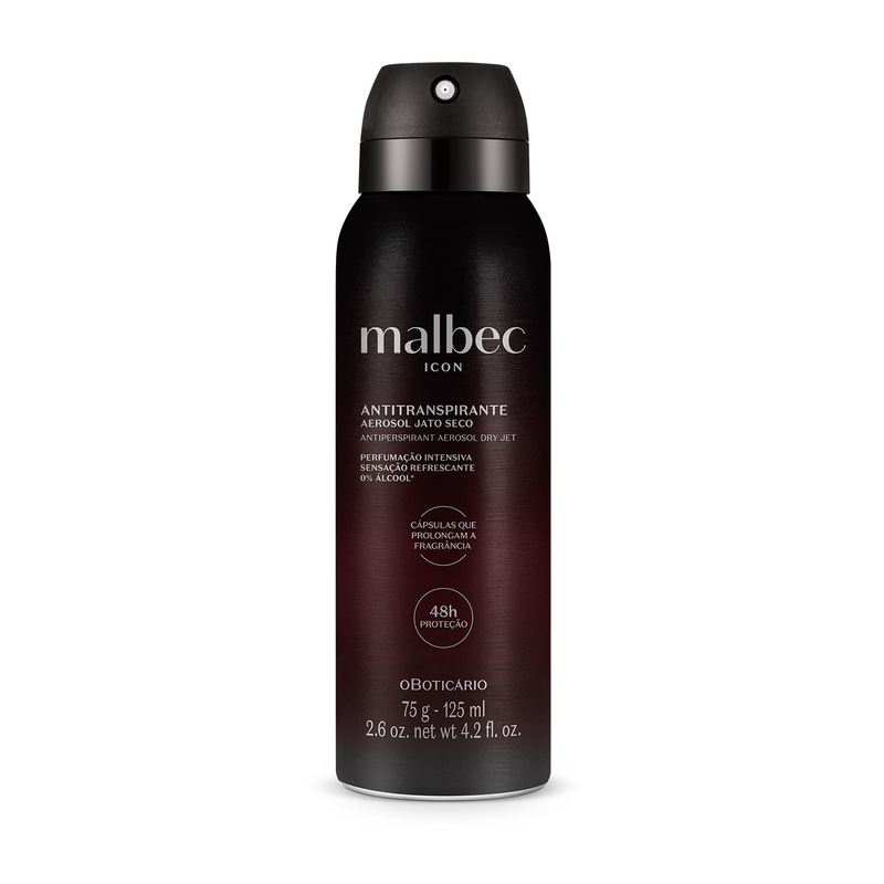 Antitranspirante Aerossol Jato Seco Malbec Icon 75G/125Ml