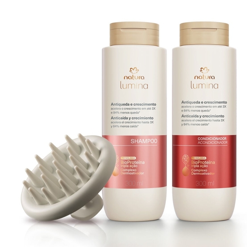 Lumina conjunto antiqueda shampoo, condicionador e massageador