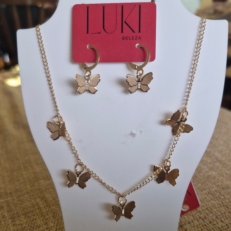 Conjunto Colar E Brinco Borboleta