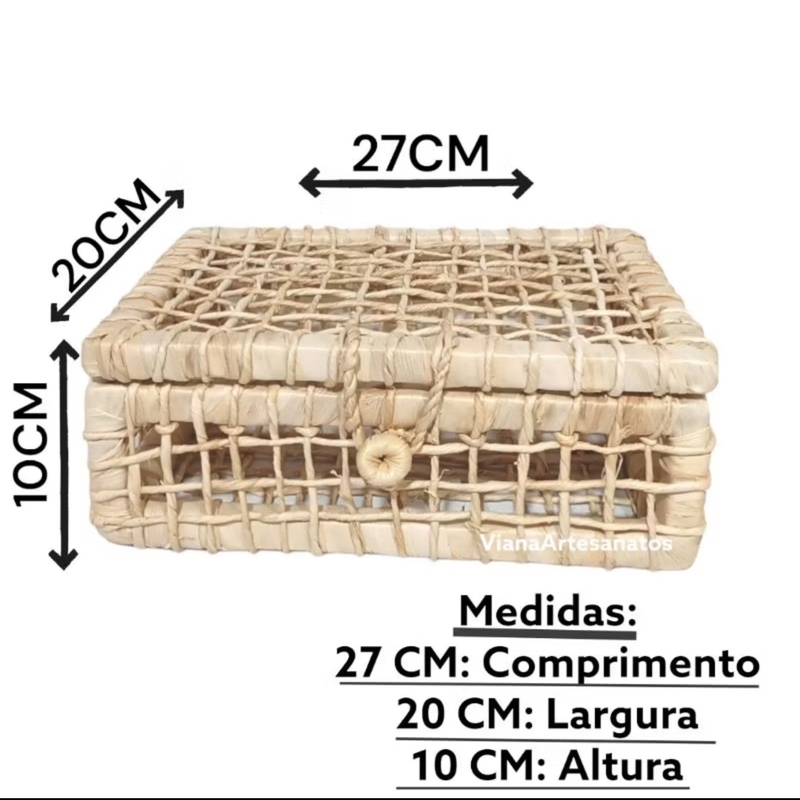 Cesta Maleta Palha Milho Natural N°2 27x20x10