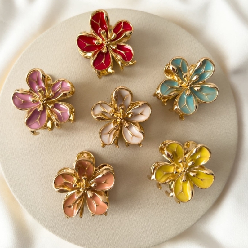 Presilha Metal Flor (Rosa/ Amarelo)