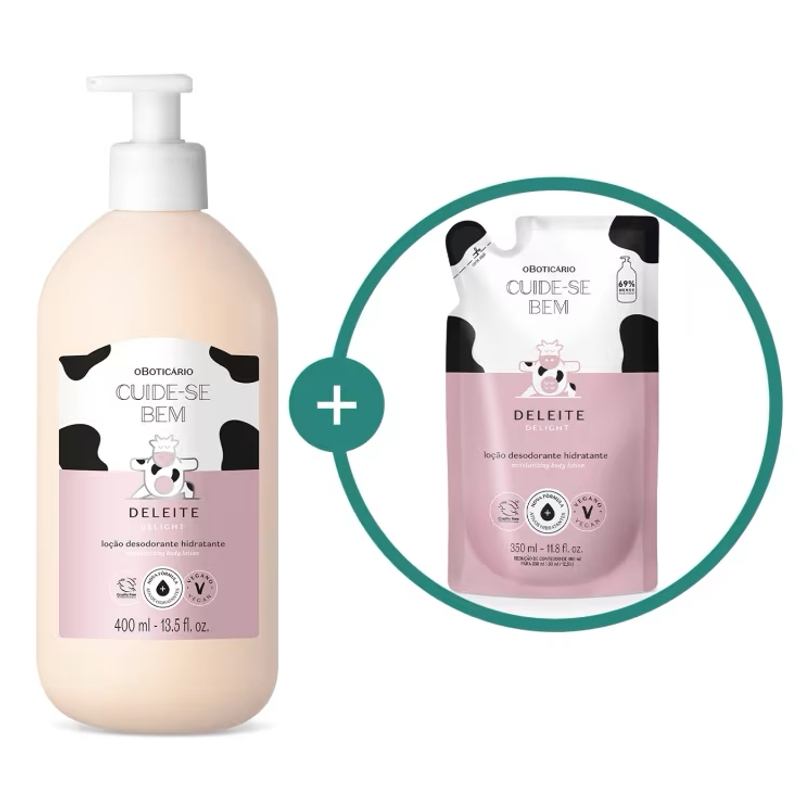 Combo Cuide-se Bem Deleite: Loção Corporal 400ml + Refil 350ml