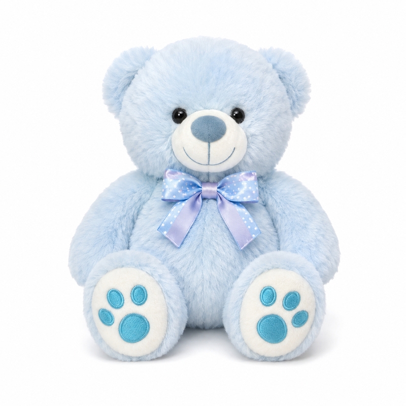 Urso de Pelúcia Azul Claro com Patinhas Azuis