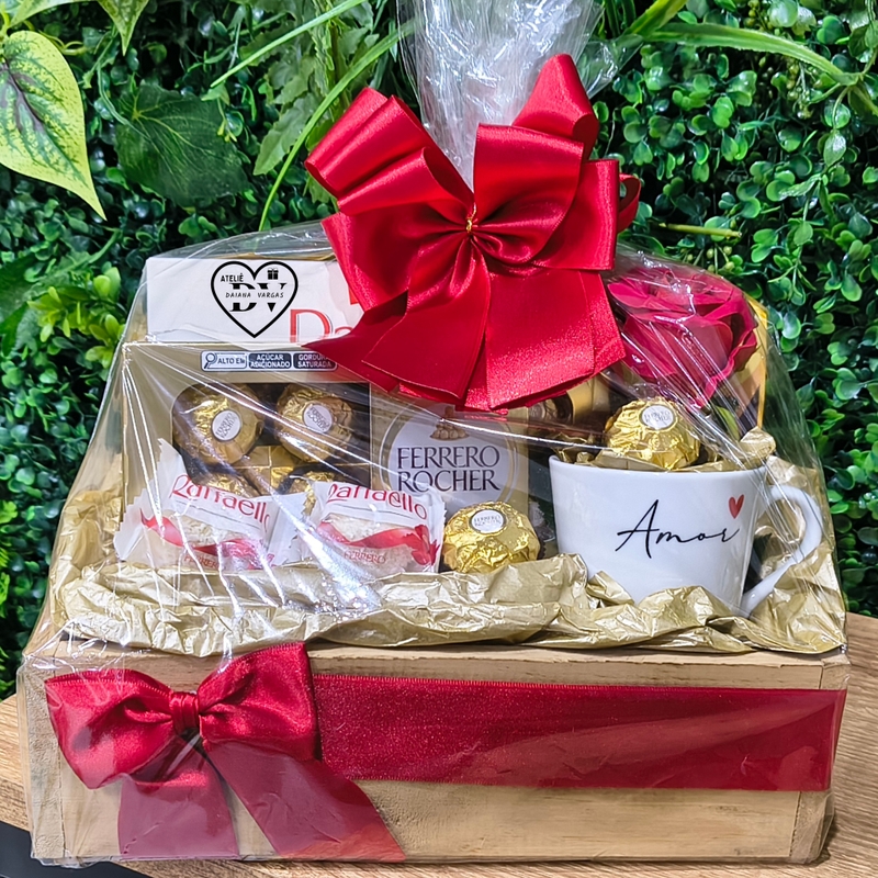 Caixa Madeira Ferrero E Raffaello (Encomenda)