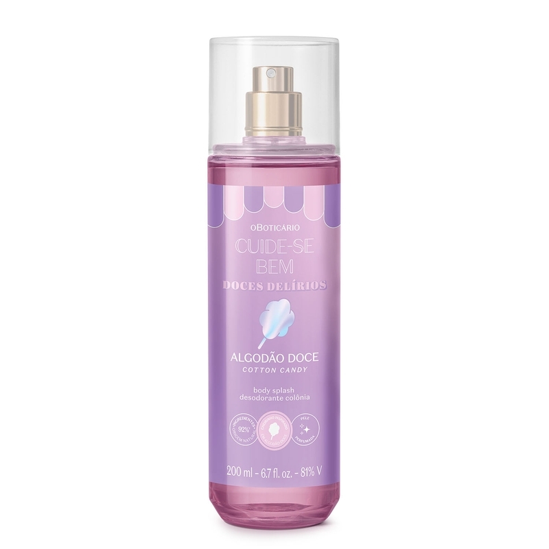 Body Splash Desodorante Colônia Cuide-Se Bem Doces Delírios Algodão Doce 200Ml