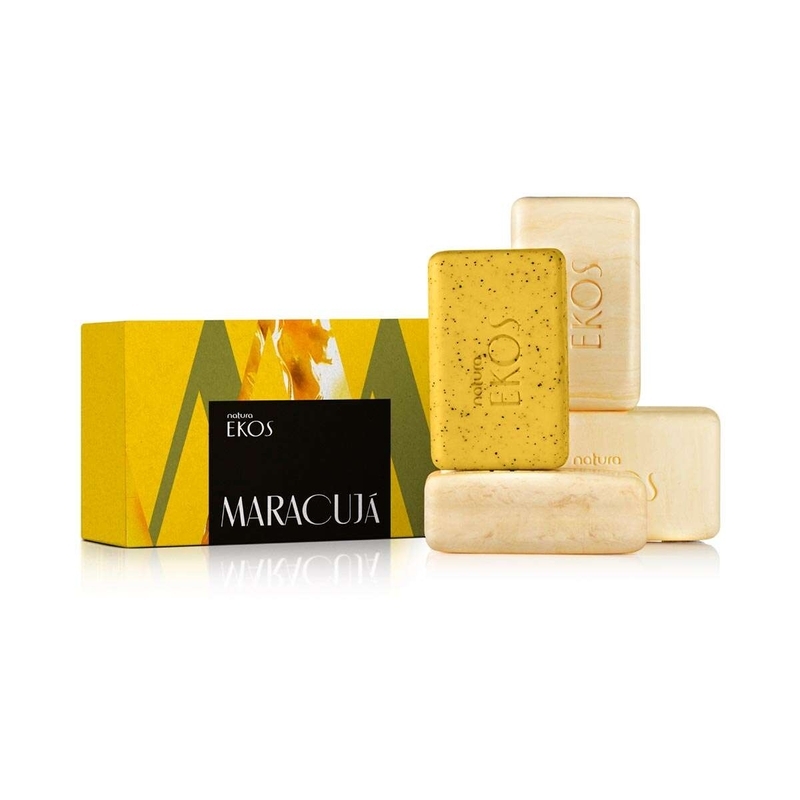 Sabonete Barra puro Vegetal Cremoso e Esfoliante Ekos Maracujá Cx C/4 un 100g Cada