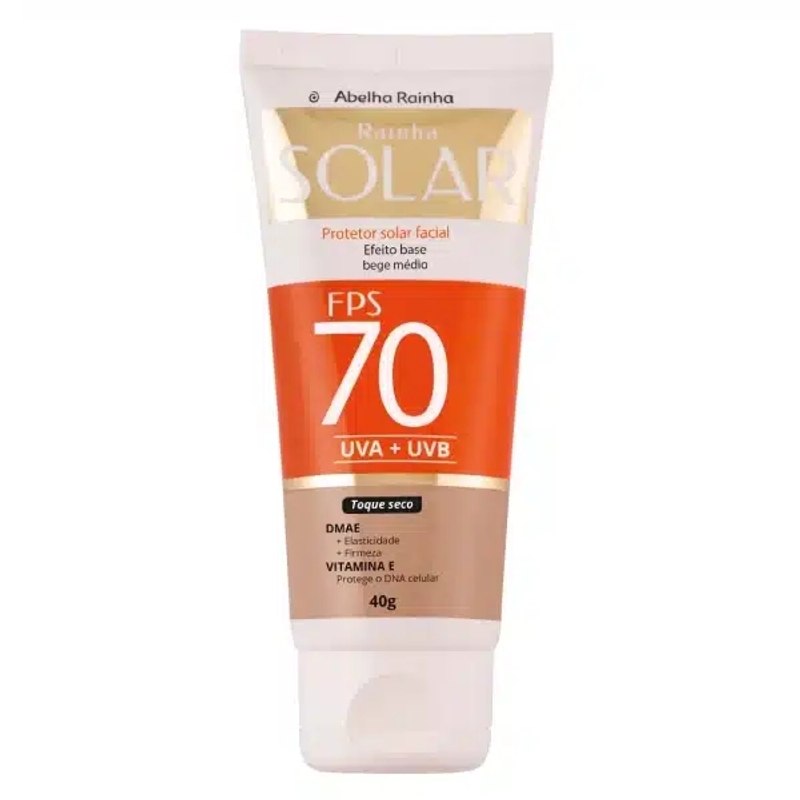 Rainha Solar Protetor Solar Facial Com Fps 70 Cor de Base 40 G Bege Medio