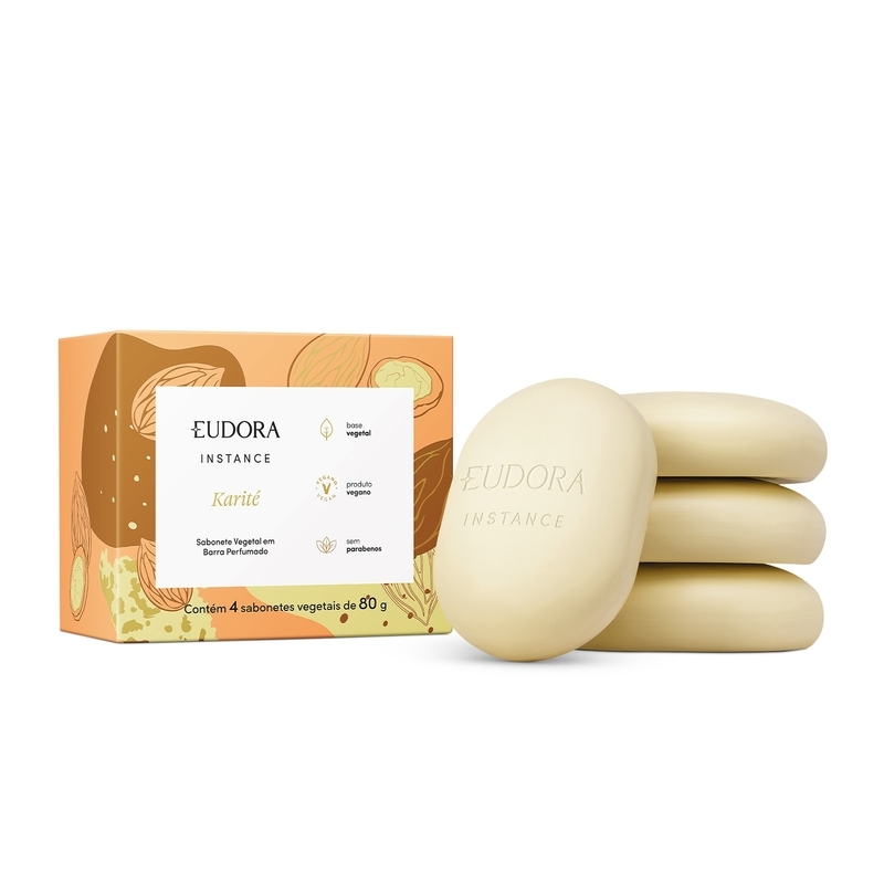 Kit Sabonetes em Barra Vegetal Perfumado Instance Karité 4x80g
