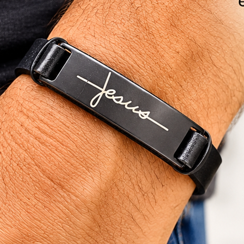 Pulseira Couro - Jesus