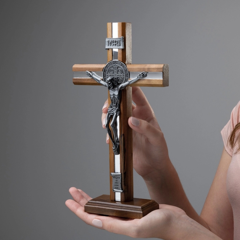 Crucifixo São Bento Espelhado - 26cm