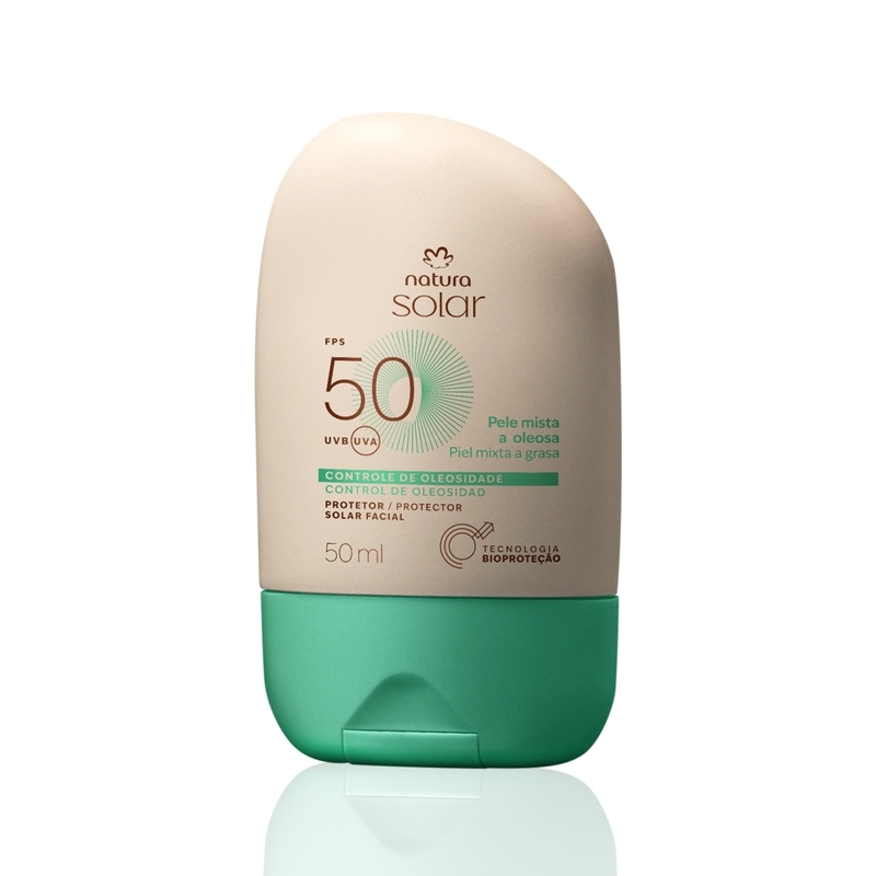 Protetor solar facial pele mista a oleosa  fps uvb 50 / fpuva 20