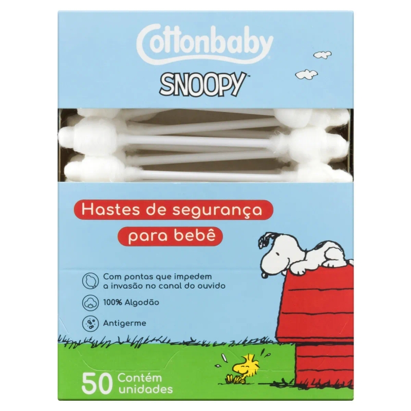 Haste de Segurança Snoopy Cottonbaby Caixa 50 Unidades