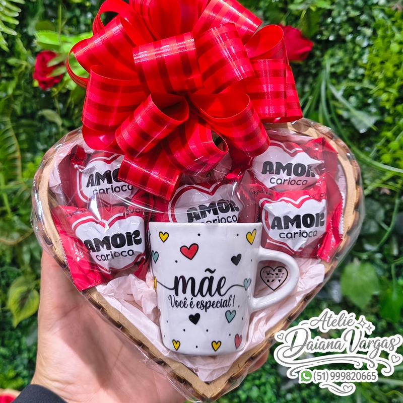 Coração MDF Trabalhado Mãe Amor Carioca