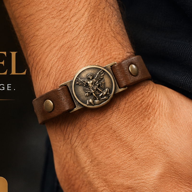 Pulseira Couro São Miguel Arcanjo