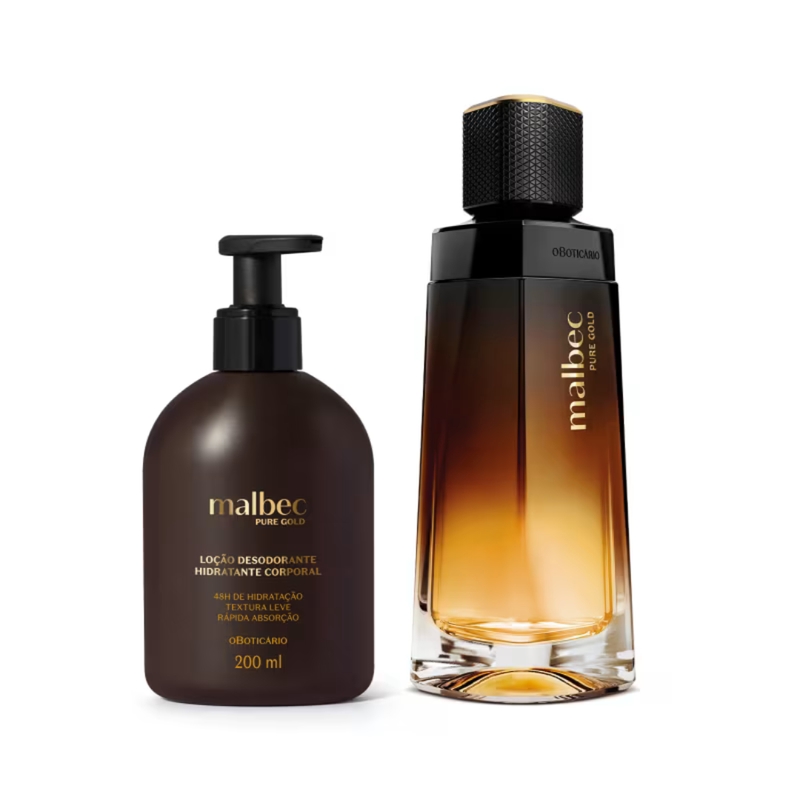 Combo Malbec Pure Gold: Desodorante Colônia 100ml + Loção Hidratante 200ml