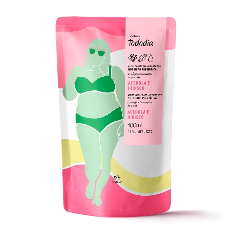 Refil creme sorbet desodorante nutritivo para o corpo acerola e hibisco