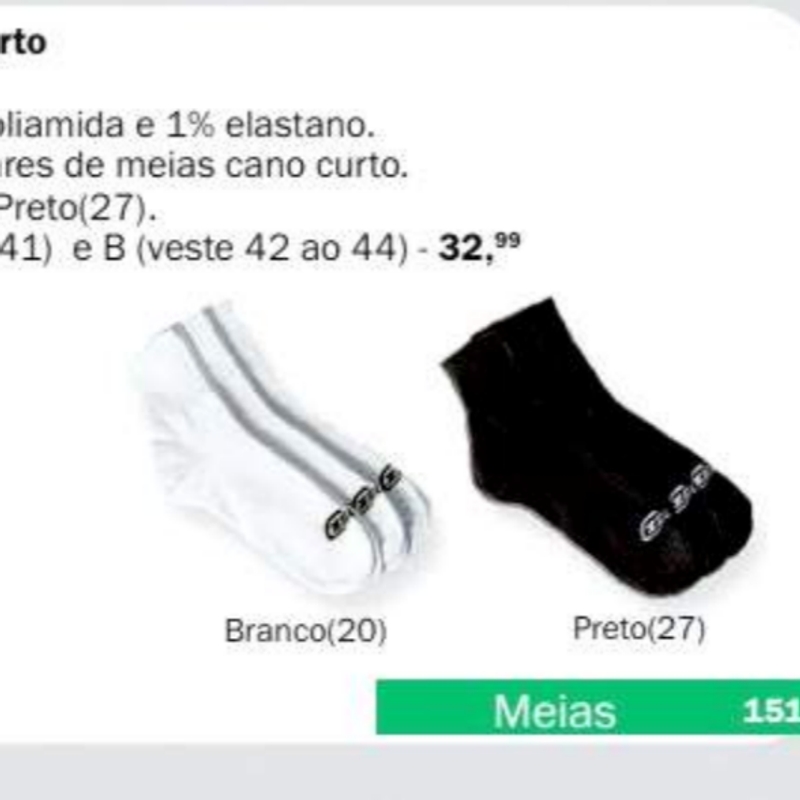 Kit Meia Zeus Cano Curto Preto B (42 ao 44)
