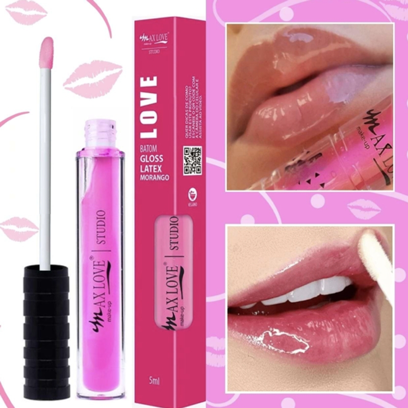 Batom Lip Gloss Labial Látex Max Love Morango 🍓