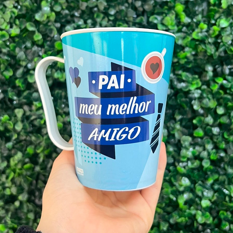 Caneca Plástica “Pai Meu Melhor Amigo” 430ml Dia Dos Pais