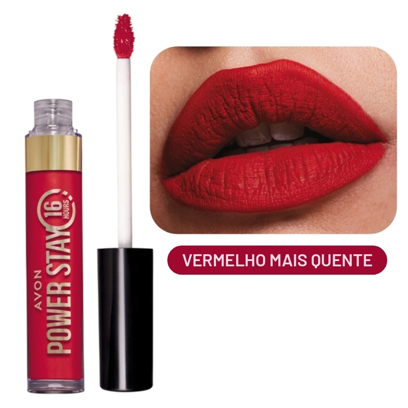 Batom Vermelho Mais Quente Power Stay Líquido Matte 16h